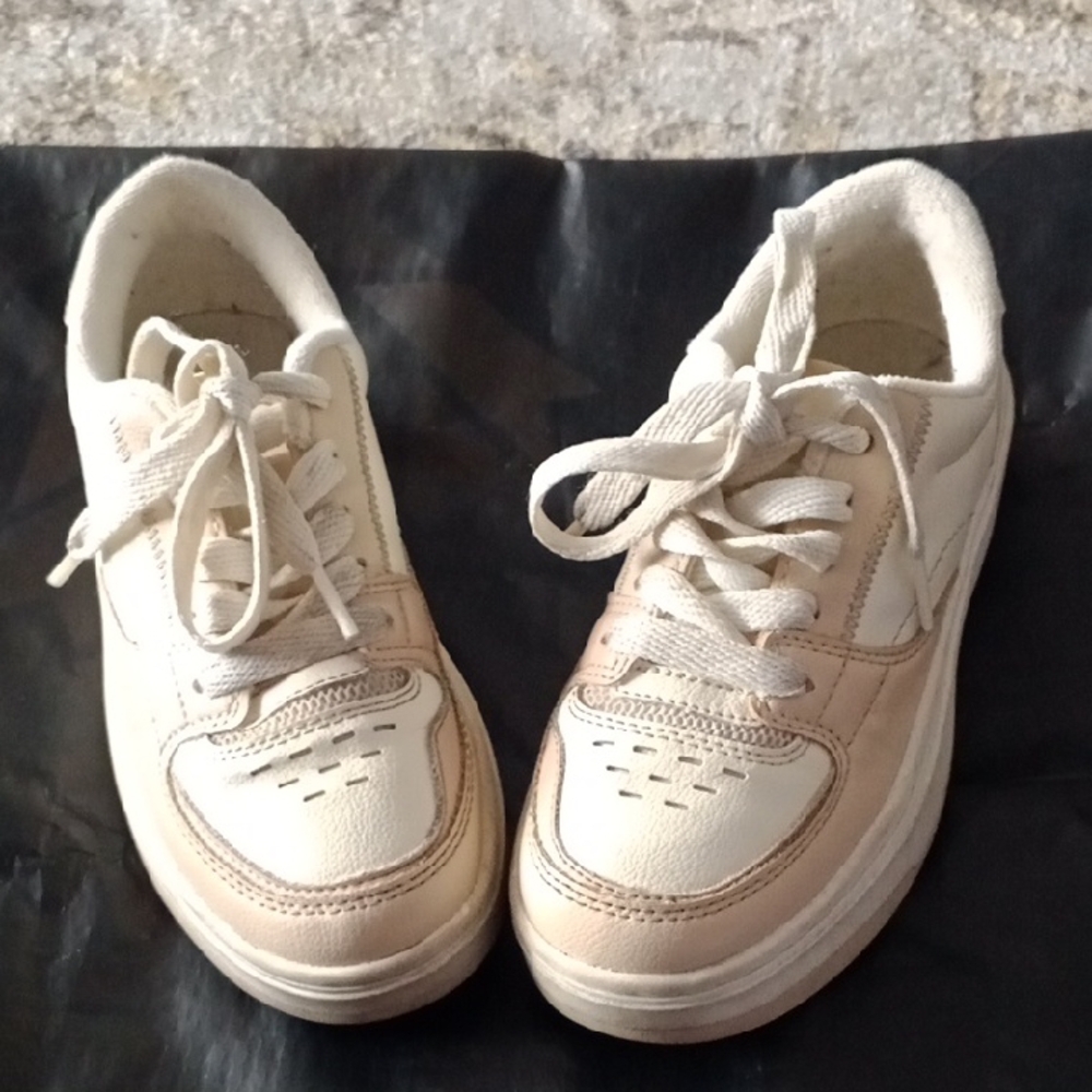 Zara Off-White Canvas Sneakers with Cream Insole
